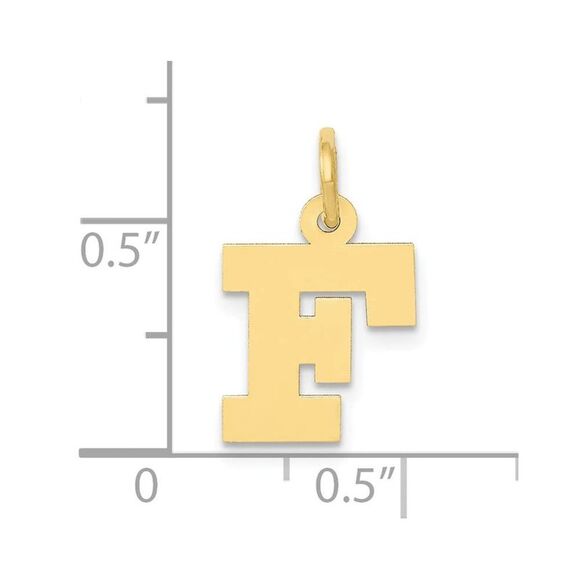 10k Yellow Gold Small Block Initial F Charm - Picture 7 of 8